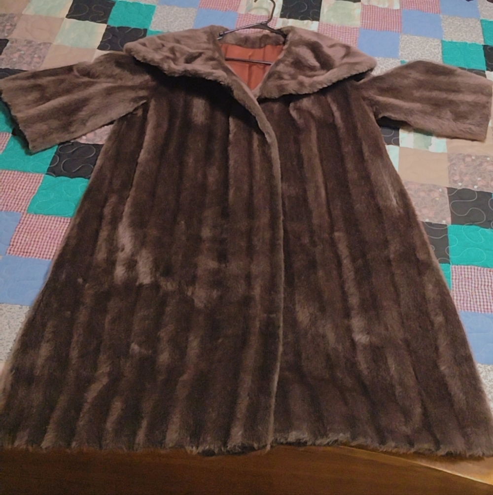 Vintage 1960s Faux Fur Evening Coat